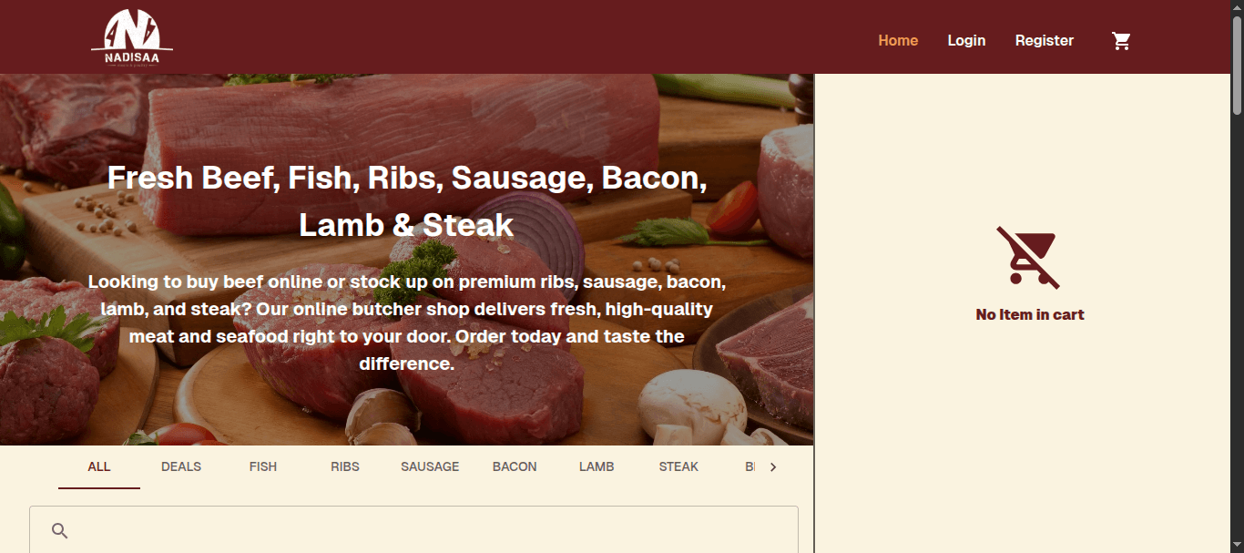 Nadisaa Meats – Minimalist E‑commerce
